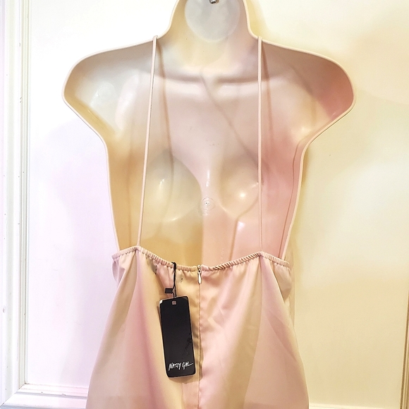 Nasty Gal At Ease Satin Halter Midi Slip Dress, Ivory Cream, Size US 2, NWT - Picture 4 of 15